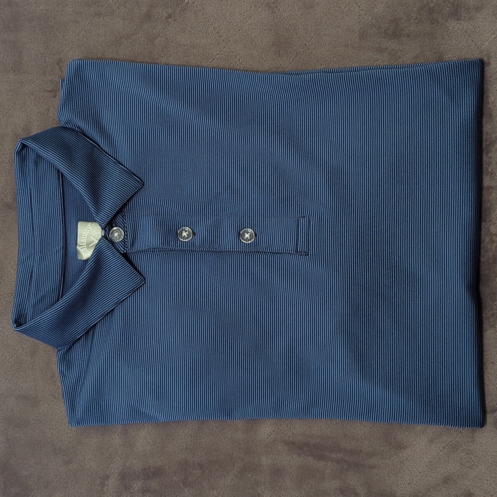 Callaway Polo in Blue Stripes, Size Medium